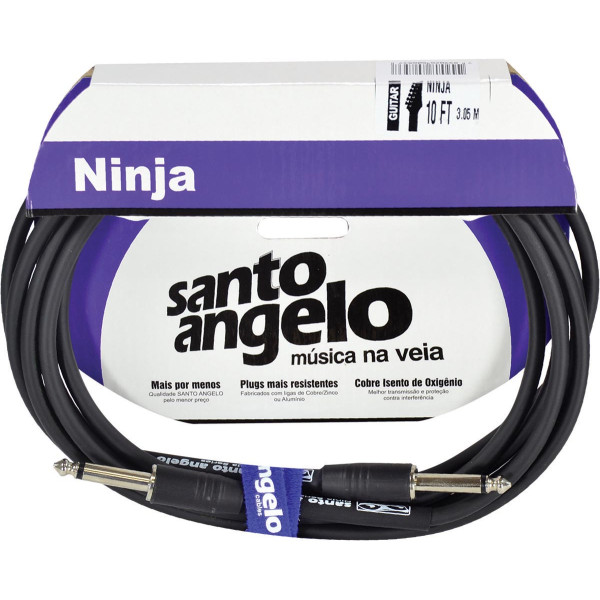 Cabo De Guitarra Ninja Cable 0,20 Mm Conector P10/p10 10ft 3,05 Metros Preto